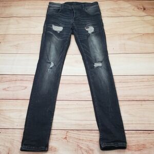 SOLID The Denim Journey‎ Dexter Jeans Mens 33x32 Gray Skinny Fit Distressed